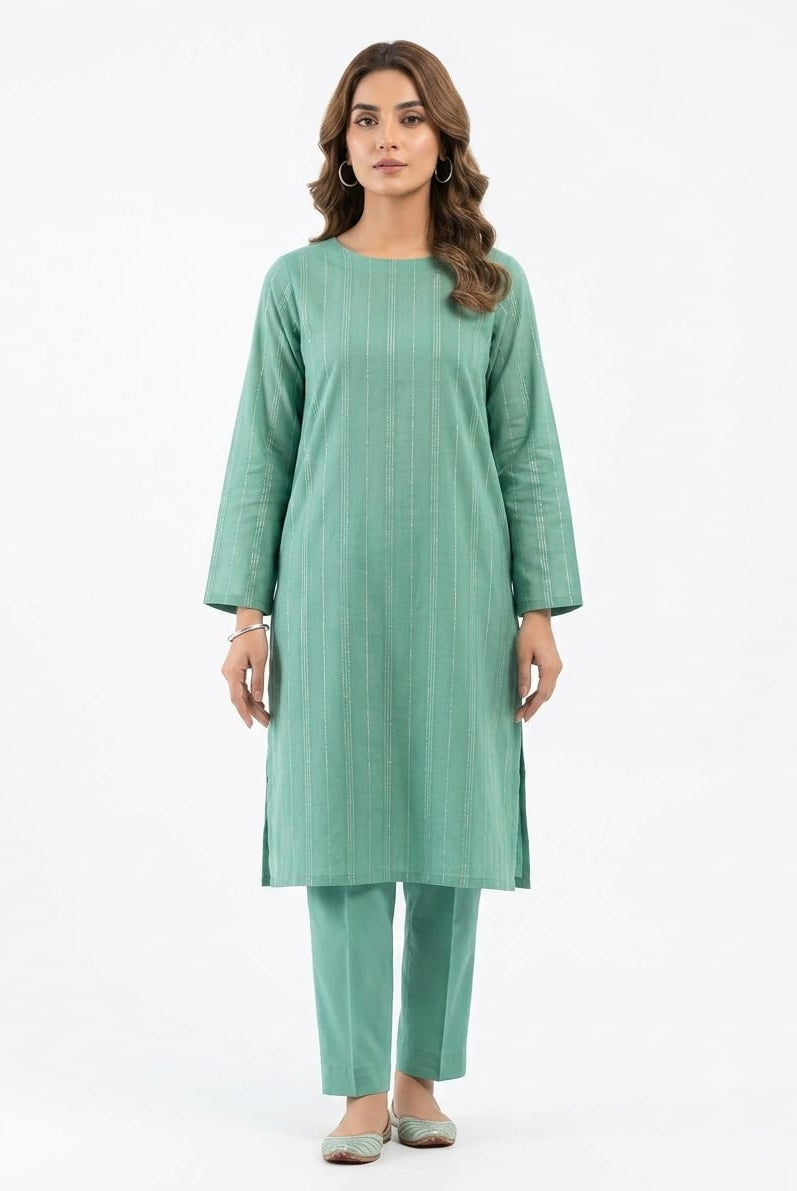 Sea Green Lurex Stripe 2Pc Suit