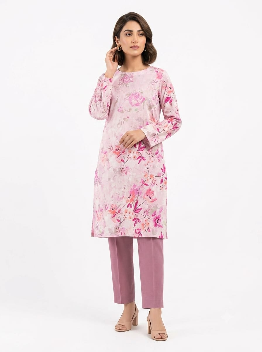 Blush Pink Floral Print 2Pc Suit