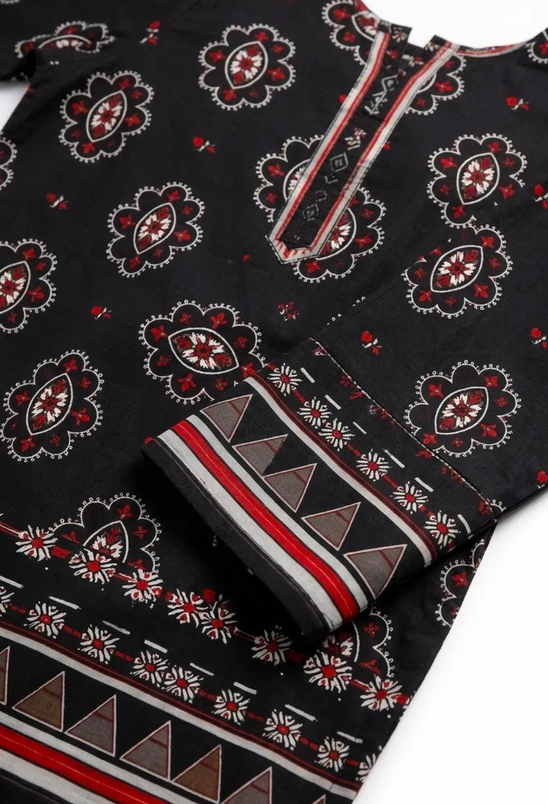 Black Medallion Print Suit - 3Pc