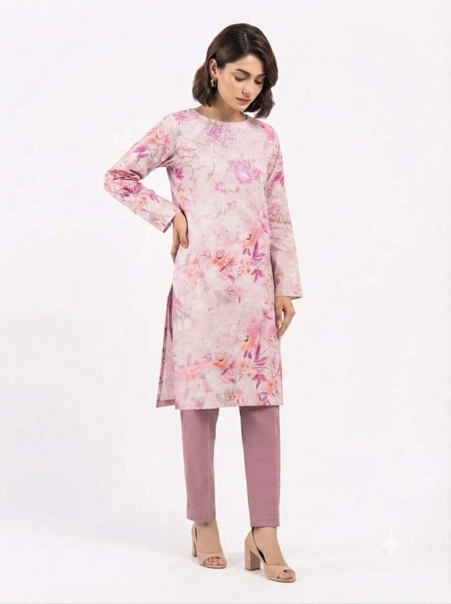 Blush Pink Floral Print 2Pc Suit