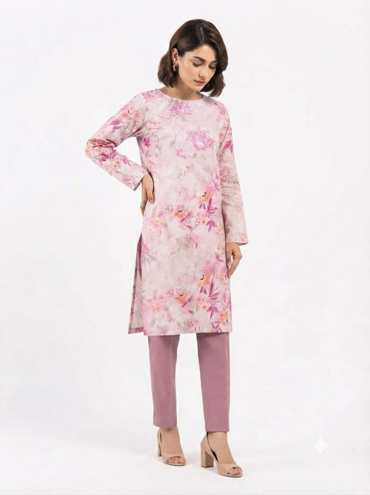 Blush Pink Floral Print 2Pc Suit