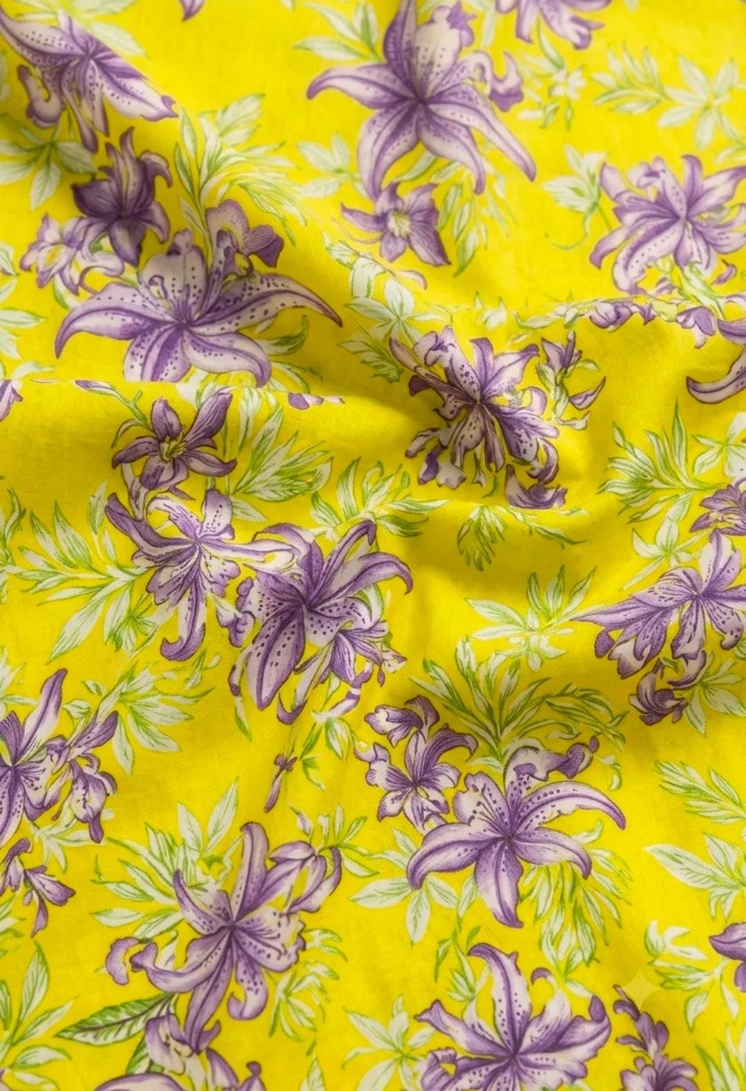 Yellow Lily Print A-Line Suit - 3Pc