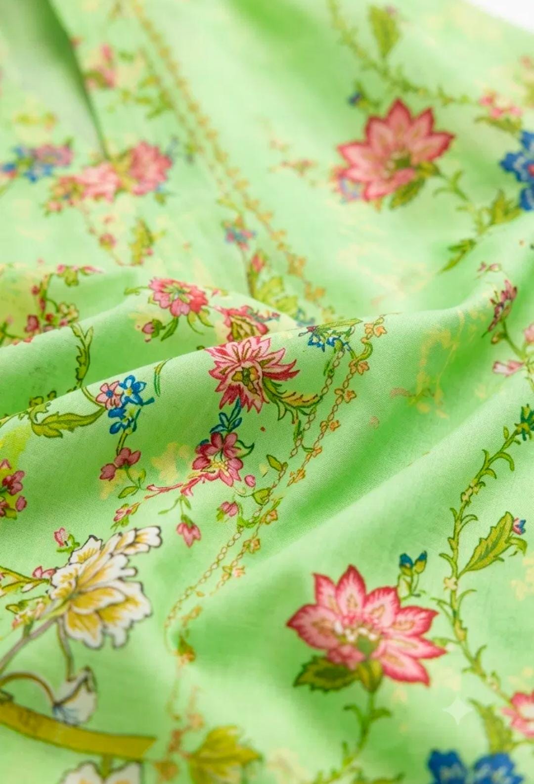 Light Green Floral Print Sharara Suit - 3Pc