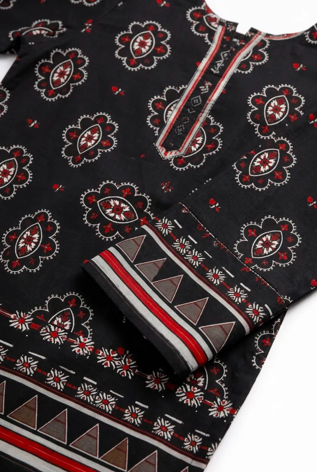 Black Medallion Print Suit - 3Pc