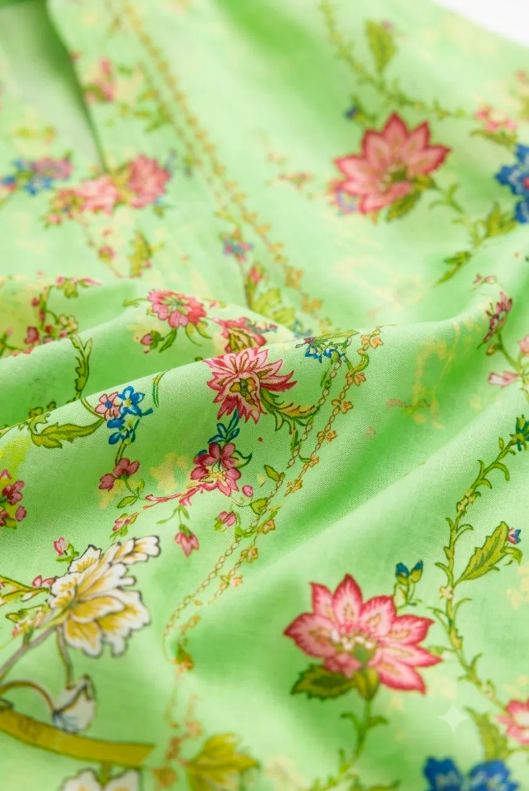 Light Green Floral Print Sharara Suit - 3Pc