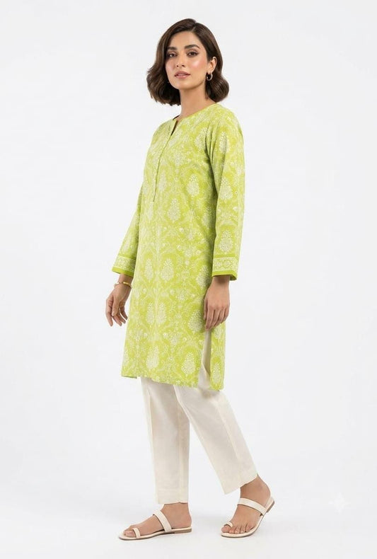 Lime Green Paisley Print 2Pc Suit